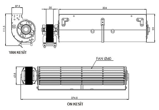 AIRCOL AKS 680-300 Tanjansiyel Radyal Fan