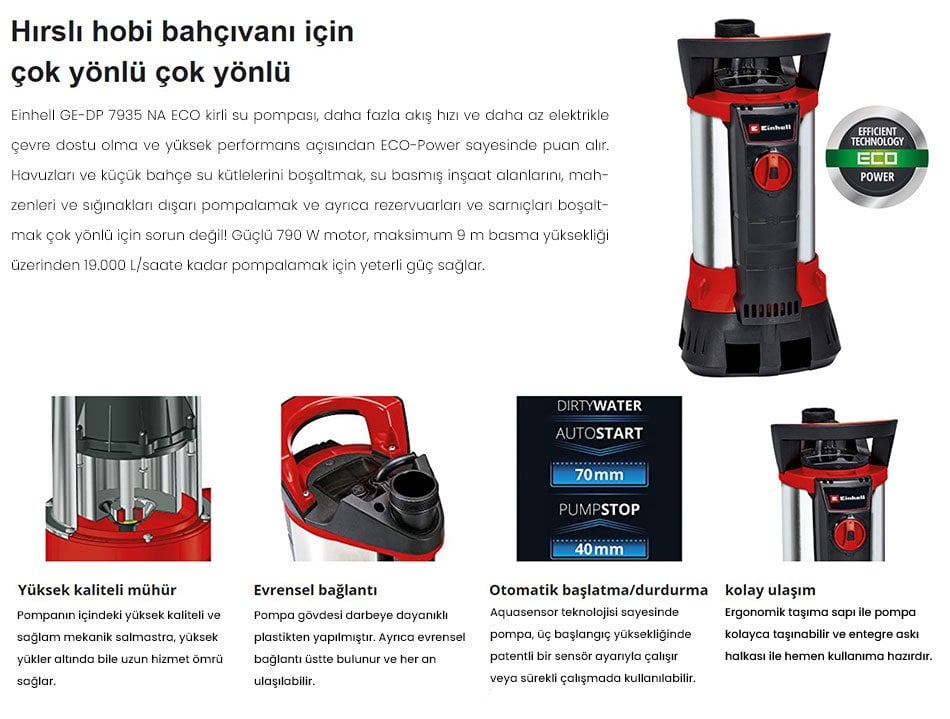 Einhell GE-DP 7935 ECO kirli su dalgıç pompa