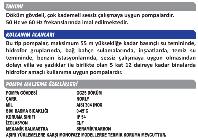 Sumak SMJK100/3 Döküm Gövdeli Sessiz Jet Pompa