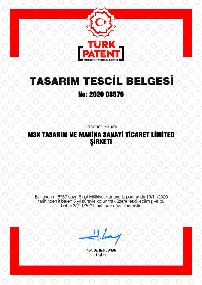ULV Cihazı Tasarım Tescil Belgesi