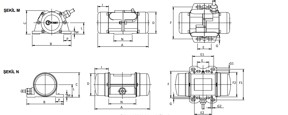 Vibrasyon Motor Ölçüleri