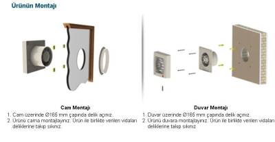 Aircol 100lük Otomatik Panjurlu Tuvalet ve Banyo Fanı / Aspiratörü 100 m³/h - Aircol 100 OP - 3