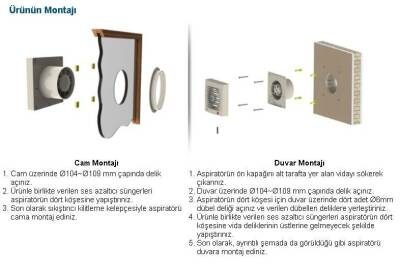Aircol 100lük Panjurlu Tuvalet, Wc ve Banyo Fanı / Aspiratörü 100 m³/h - Aircol 100 MP - 3