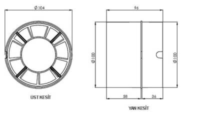 Aircol 100lük Yuvarlak, Kanal Tipi Fan / Aspiratör 100 m³/h - Aircol 100 KT - 3