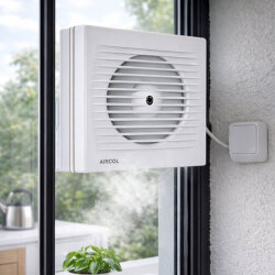 Aircol 150lik Otomatik Panjurlu Tuvalet ve Banyo Fanı / Aspiratörü 300 m³/h - Aircol 150 OP - 3