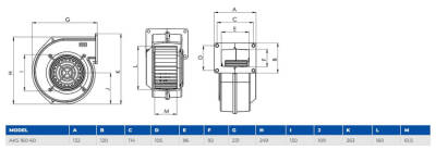 Aircol AKS 160-60 Radyal, Salyangoz ve Kalorifer Kazanı Fanı 600 m³/h 1750 RPM - 4