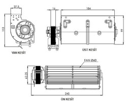 AIRCOL AKS 680-180 Tanjansiyel Radyal Fan 180 mm Genişilk 140 m³/h - 2