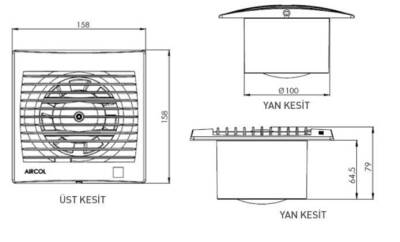 Airsan 100lük Sessiz Banyo, Mutfak ve Wc Fanı / Aspiratörü 30 Db 100 m³/h - 2