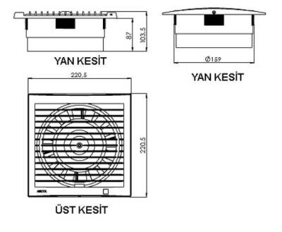 Airsan 150lik Sessiz Banyo, Mutfak ve Wc Fanı / Aspiratörü 30 Db 300 m³/h - 2