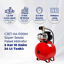 CJET-XA-1100M Süper Sessiz Paket Hidrofor 5 Kat 10 Daire 24 Lt Tanklı - Kampa (1)