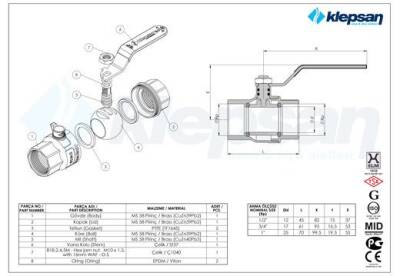 Doğalgaz Vanası MOP 5 TS EN 331 3/4''-1/2'' (KİLİTLİ) - 2