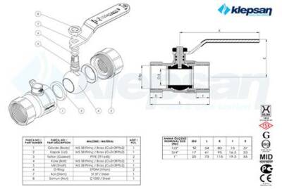 Doğalgaz Vanası MOP 5 TS EN 331 (KİLİTLİ) 3/4'' - 2