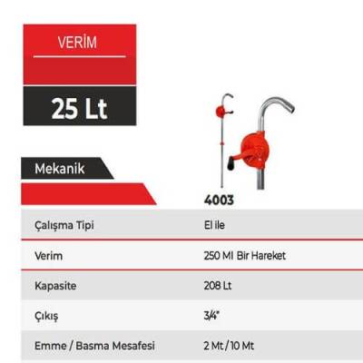 GLS 4003 Manuel Kollu Varil Pompası, Yağ ve Mazot Pompası - 4
