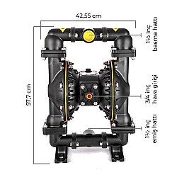 Huge Pump-Günalsan HP15 Alüminyum Gövdeli Diyaframlı Havalı Pompa 400 Litre/Dakika 7 Bar 1½'' - 4