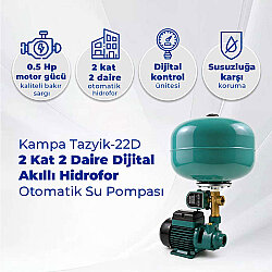 Kampa Tazyik-22D 2 Kat 2 Daire Dijital Akıllı Hidrofor- Otomatik Su Pompası - Kampa (1)