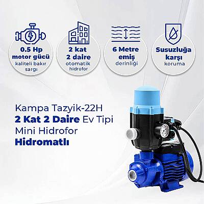 Kampa Tazyik-22H 2 Kat 2 Daire Ev Tipi Mini Hidrofor Hidromatlı - 2