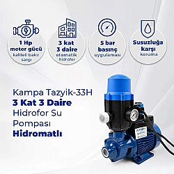Kampa Tazyik-33H 3 Kat 3 Daire Hidrofor Su Pompası Hidromatlı - Kampa (1)