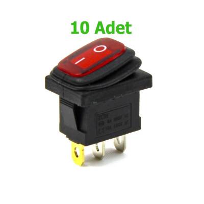 Körüklü Işıklı Anahtar 10 ADET Kırmızı, ON-OFF 3 Pin - Düğme Buton Switch - 1