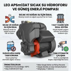 LEO APSm13AT Sıcak Su Hidroforu, Güneş Enerji Pompası 0.17 HP - 1 Kat 1 Daire - LEO (1)