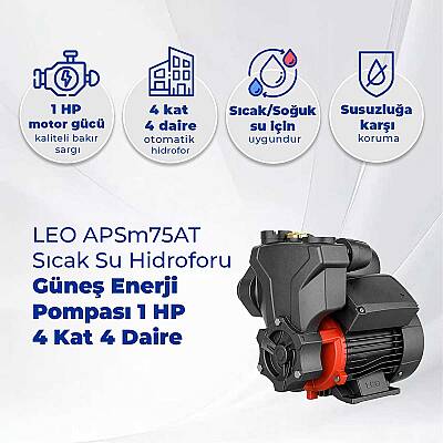 LEO APSm75AT Sıcak Su Hidroforu, Güneş Enerji Pompası 1 HP - 4 Kat 4 Daire - 2