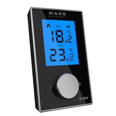 Mars S20 *KABLOSUZ* Dijital Oda Termostatı Yüksek Hassasiyetli Siyah - 1