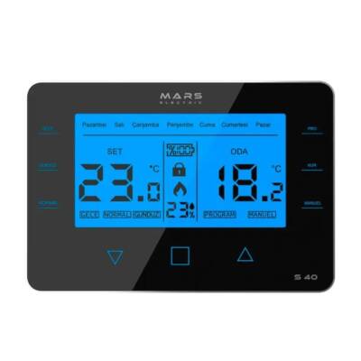 Mars S40 Kablosuz Dijital Programlanabilir Oda Termostatı Yüksek Hassasiyetli Siyah - 3