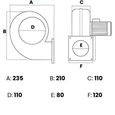 Modern Teknik MT1M Radyal Fan, Kalorifer Kazan Fanı 220V 800 m3/h - 2