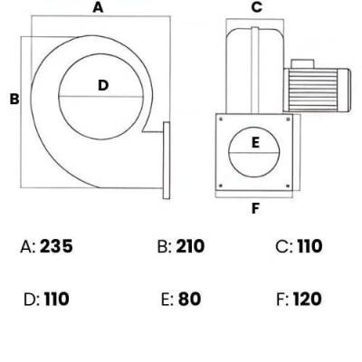 Modern Teknik MT1T Radyal Fan, Kalorifer Kazan Fanı 380V 800 m3/h - 2