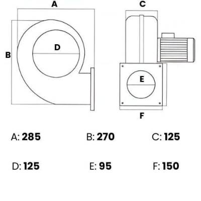Modern Teknik MT2M Radyal Fan, Kalorifer Kazan Fanı 220V 2000 m3/h - 2