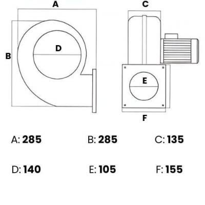Modern Teknik MT3M Radyal Fan, Kalorifer Kazan Fanı 220V 2500 m3/h - 2