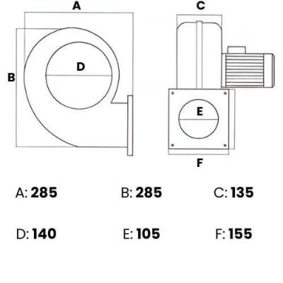 Modern Teknik MT3T Radyal Fan, Kalorifer Kazan Fanı 380V 2500 m3/h - 2