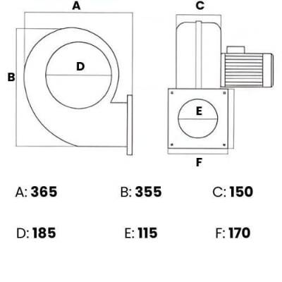Modern Teknik MT4M Radyal Fan, Kalorifer Kazan Fanı 220V 3000 m3/h - 2