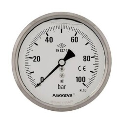 Pakkens 0-1 Bar 100 mm Arkadan Bağlantılı Gliserinli Manometre G 1/2 inç - 1