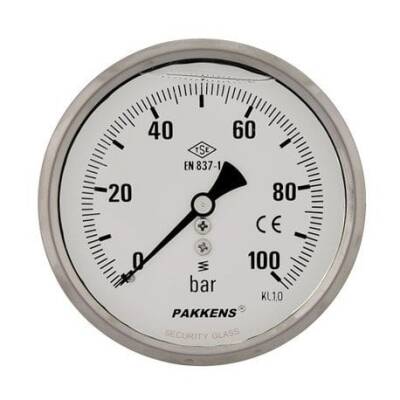 Pakkens 0-1 Bar 100 mm Arkadan Bağlantılı Gliserinli Manometre G 1/2 inç - 1