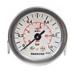 Pakkens 0-1 Bar 40 mm Arkadan Bağlantılı Panotipi Kuru Manometre G 1/8 inç - 1
