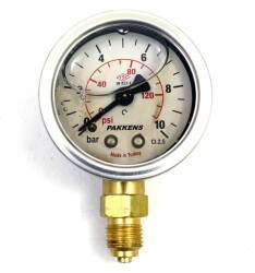 Pakkens 0-10 Bar 160 mm Alttan Bağlantılı Gliserinli Manometre G 1/2 inç - 1