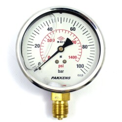 Pakkens 0-100 Bar 160 mm Alttan Bağlantılı Gliserinli Manometre G 1/2 inç - 1
