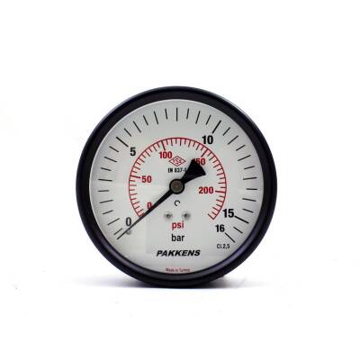 Pakkens 0-16 Bar 100 mm Arkadan Bağlantılı Kuru Manometre G 1/4 inç - 1
