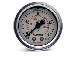 Pakkens 0-16 Bar 50 mm Arkadan Bağlantılı Gliserinli Manometre G 1/4 inç - Pakkens