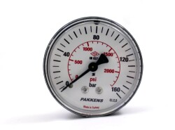 Pakkens 0-160 Bar 63 mm Arkadan Bağlantılı Kuru Manometre G 1/4 inç - Pakkens