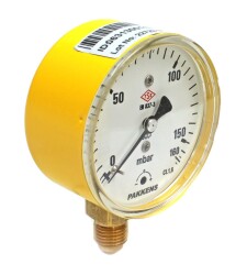 Pakkens 0-160 mBar 63 mm Alttan Bağlantılı Kapsül Diyaframlı Doğalgaz Manometresi CL1,6 G 1/4'' - Pakkens