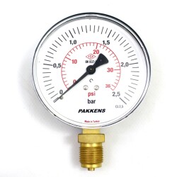 Pakkens 0-2.5 Bar 160 mm Alttan Bağlantılı Kuru Manometre G 1/2 inç - Pakkens