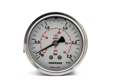 Pakkens 0-2.5 Bar 50 mm Arkadan Bağlantılı Panotipli Gliserinli Manometre G 1/4 inç - 1