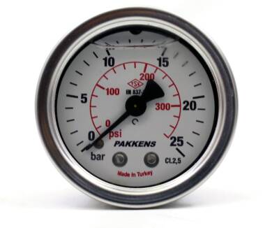 Pakkens 0-25 Bar 100 mm Arkadan Bağlantılı Gliserinli Manometre G 1/2 inç - 1