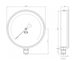 Pakkens 0-25 Bar 160 mm Alttan Bağlantılı Kuru Manometre G 1/2 inç - Pakkens (1)