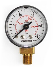 Pakkens 0-25 Bar 40 mm Alttan Bağlantılı Kuru Manometre G 1/8 inç - 1