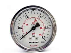 Pakkens 0-2.5 Bar 50 mm Panotipi Arkadan Bağlantılı Kuru Manometre G 1/8 inç - 1