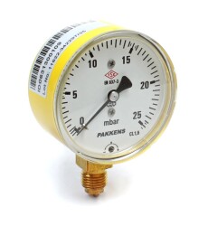 Pakkens 0-25 mBar 63 mm Alttan Bağlantılı Kapsül Diyaframlı Doğalgaz Manometresi CL1,6 G 1/4'' - Pakkens