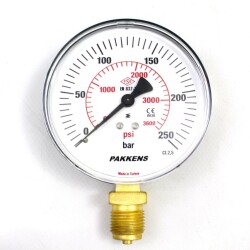 Pakkens 0-250 Bar 100 mm Alttan Bağlantılı Kuru Manometre G 1/2 inç - Pakkens