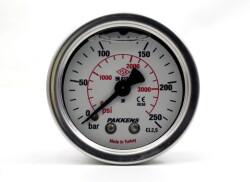 Pakkens 0-250 Bar 100 mm Arkadan Bağlantılı Gliserinli Manometre G 1/2 inç - Pakkens